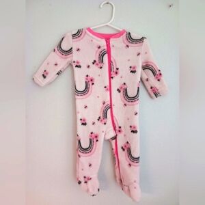 Zak and Zoey EUC Baby Girl Pink Rainbow Footie Pajama's Size 3-6 months.